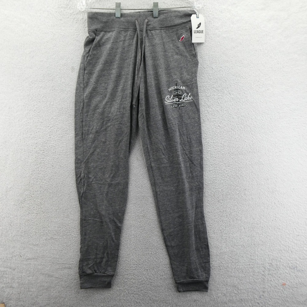 League Joggers Womens Medium Michigan Silver Lake Sand Dunes Gray Recycled Pants